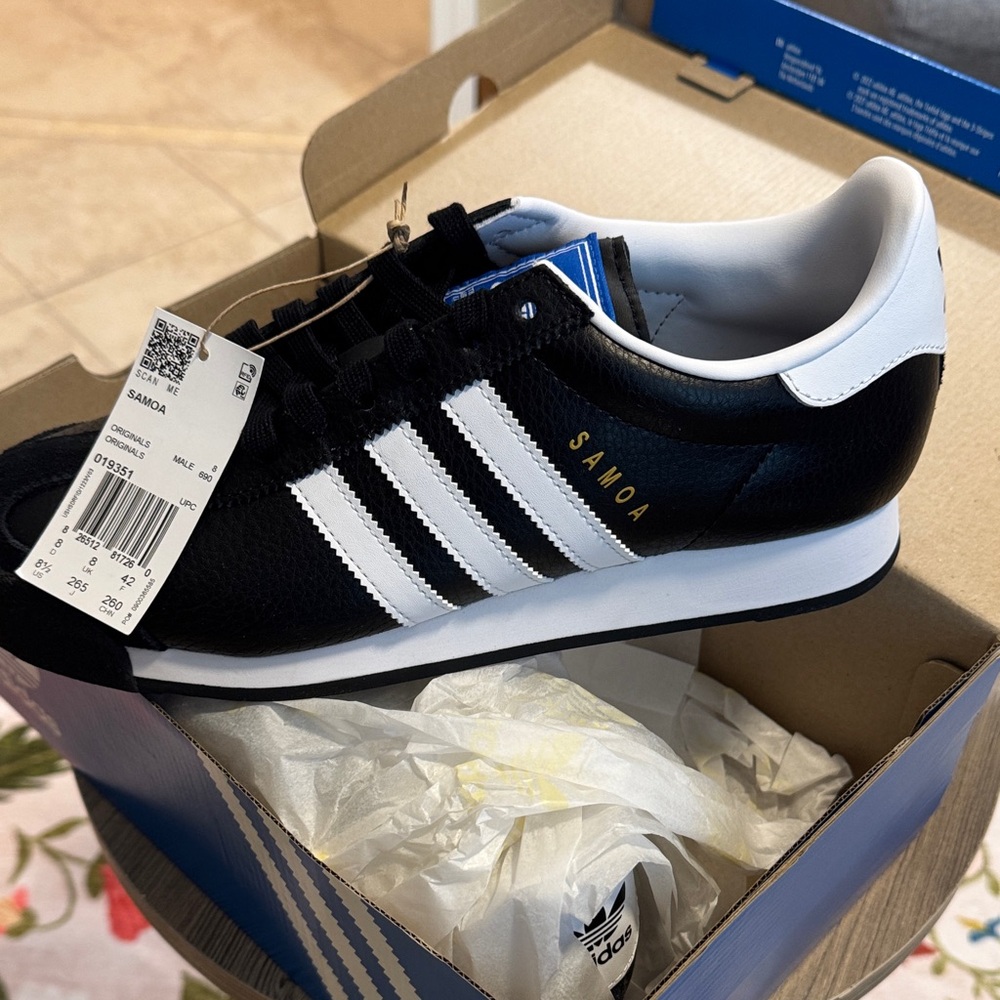 adidas Samoa Black and White Athletic Shoes